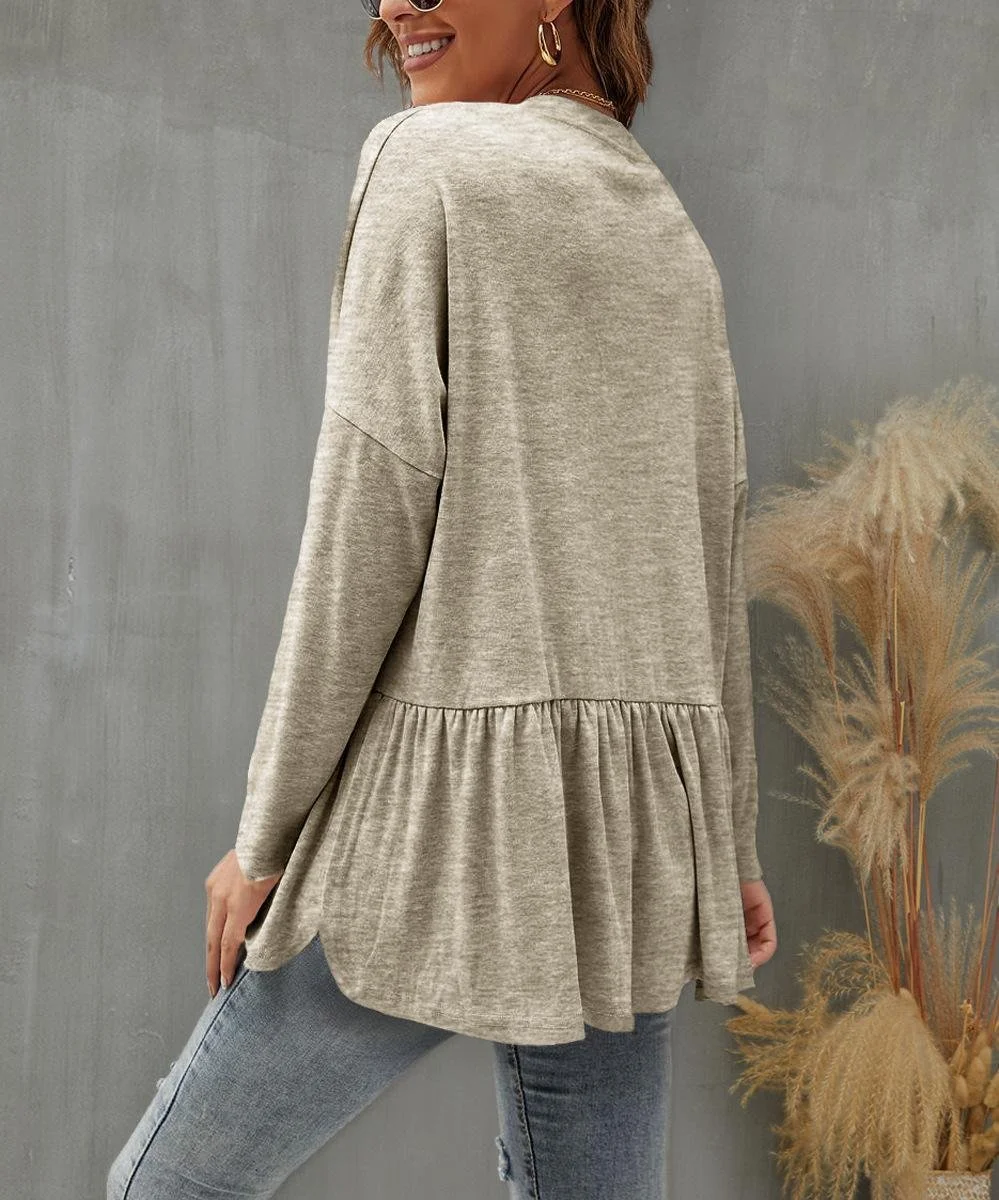 Plain Casual Crew Neck Loose Jacket