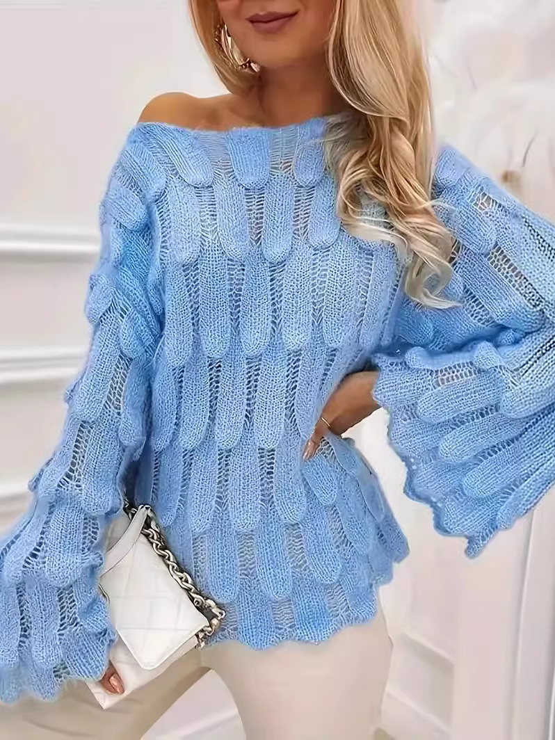 Yarn/Wool Yarn Crew Neck Casual Sweater