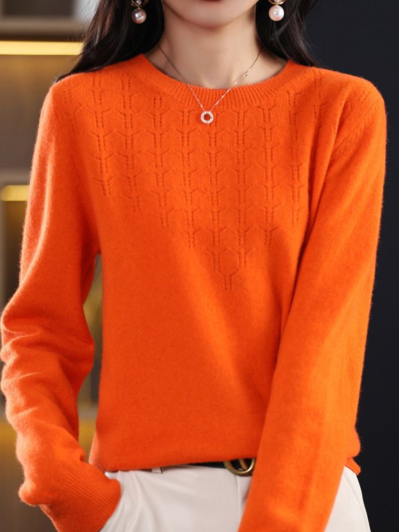 Yarn/Wool Yarn Crew Neck Loose Casual Sweater