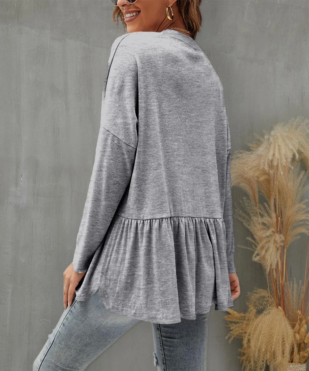 Plain Casual Crew Neck Loose Jacket