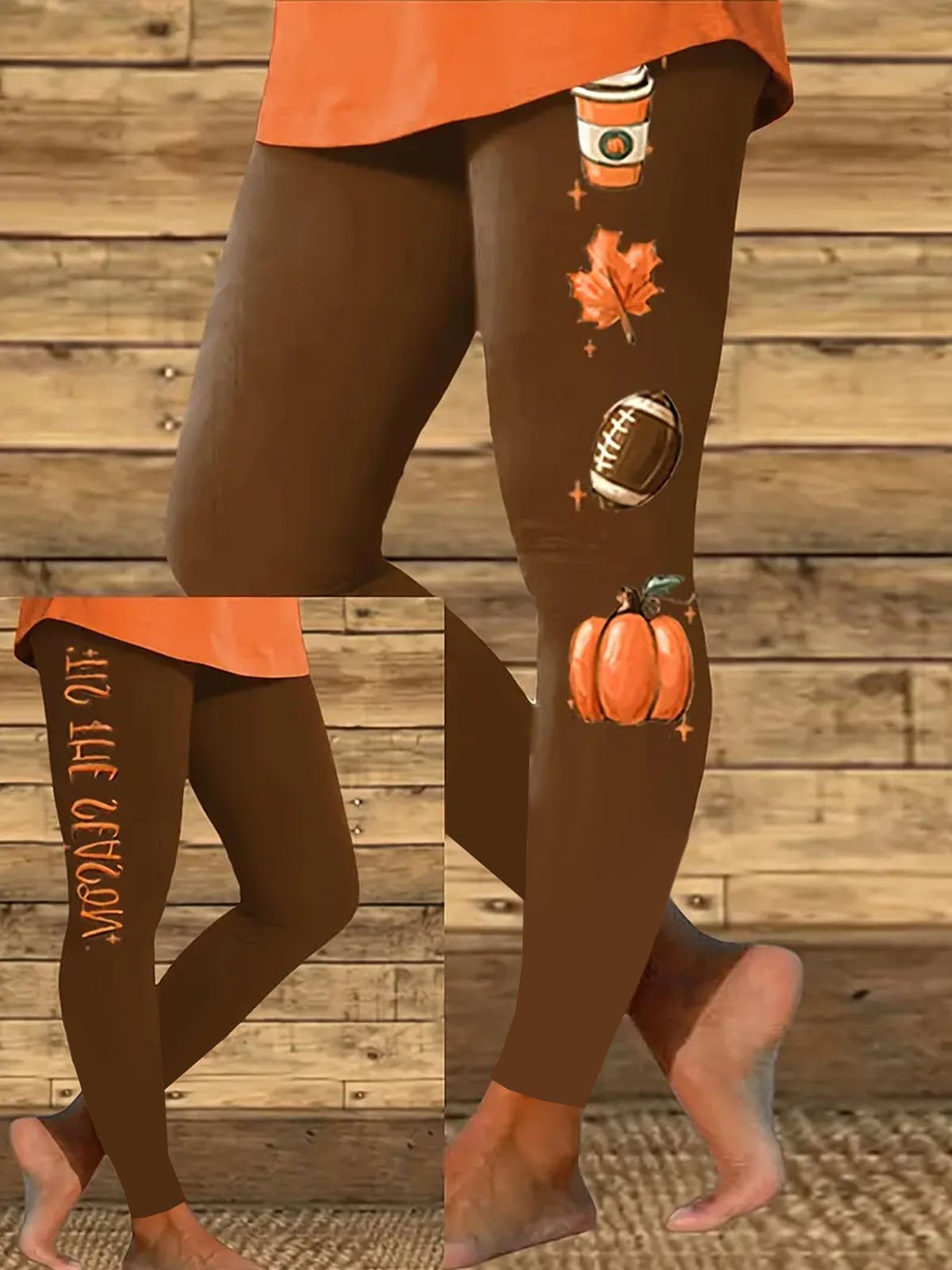 Halloween pumpkin casual tight fitting women's leggings