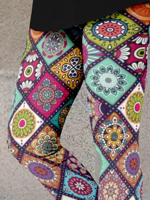 Casual Ethnic Tight Jersey Leggings