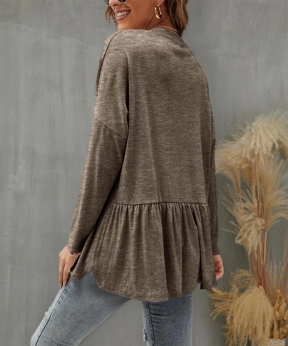 Plain Casual Crew Neck Loose Jacket