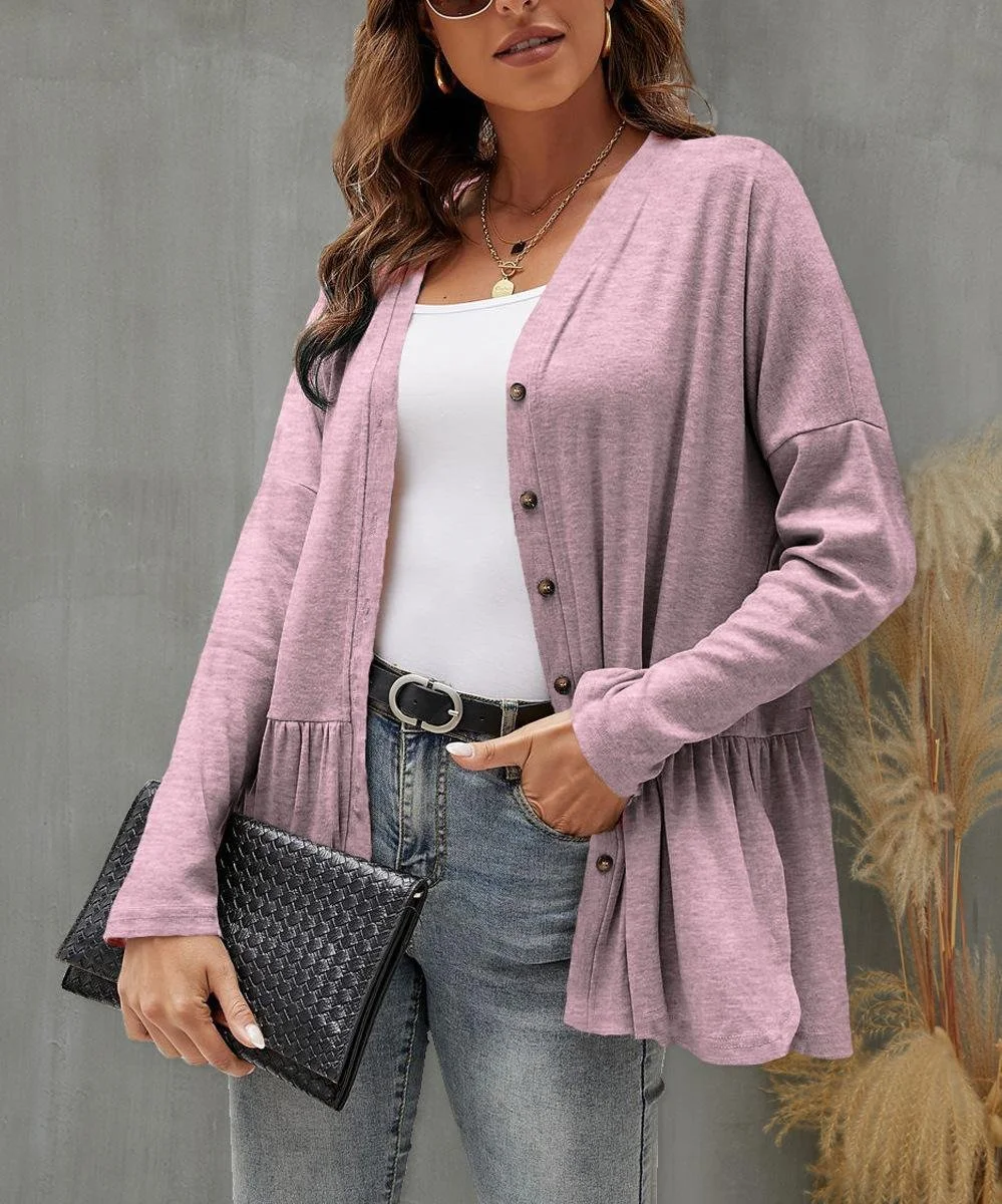 Plain Casual Crew Neck Loose Jacket