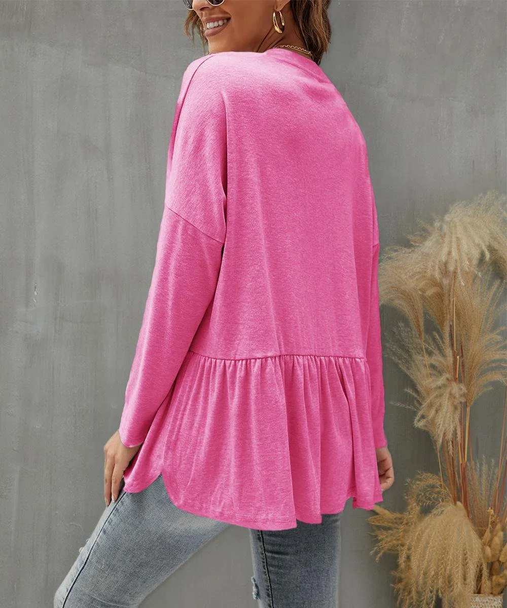 Plain Casual Crew Neck Loose Jacket