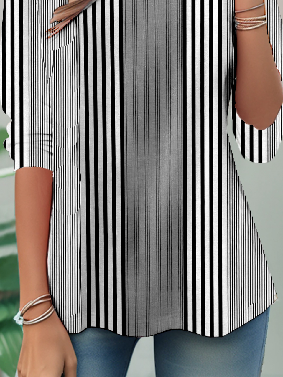 Jersey Loose Casual Striped T-Shirt