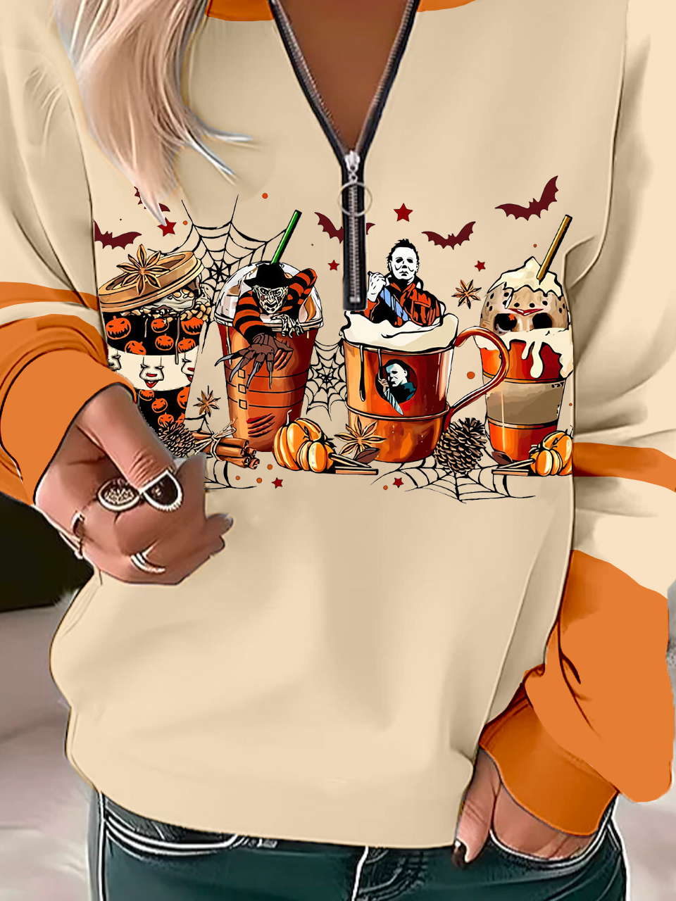 Casual Crew Neck Loose Halloween Sweatshirt