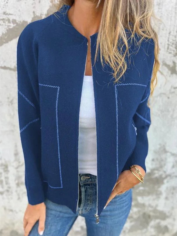 Zipper Casual Woolen Loose Jacket