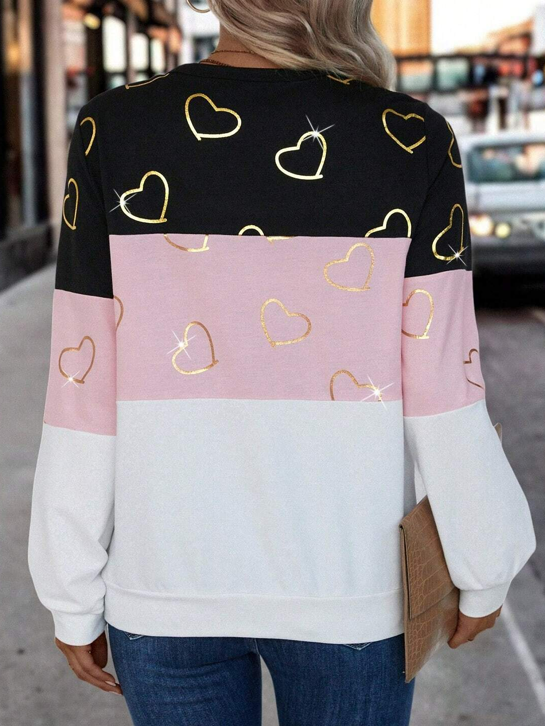 Loose Casual Heart/Cordate Crew Neck Sweatshirt