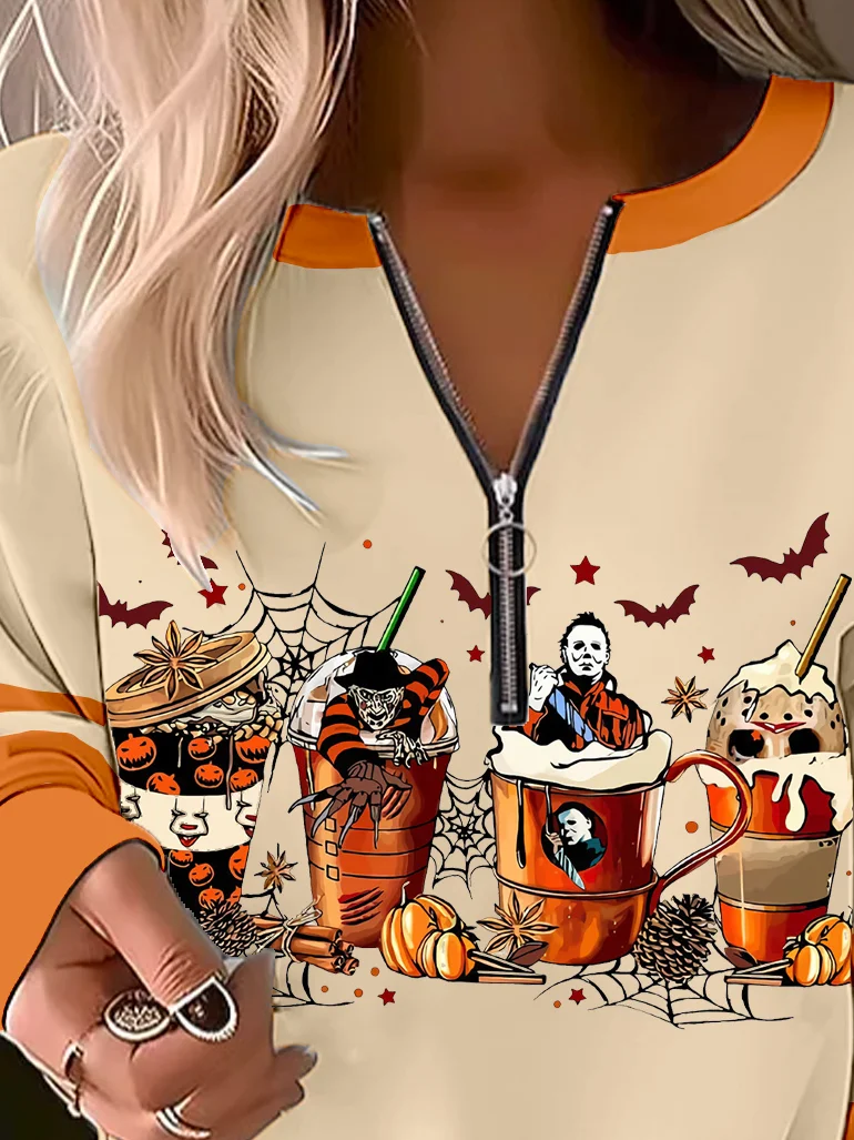 Casual Crew Neck Loose Halloween Sweatshirt