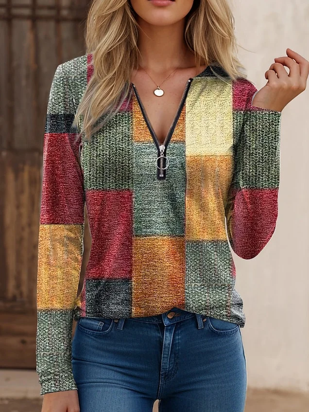 Jersey Loose Casual Crew Neck Blouse