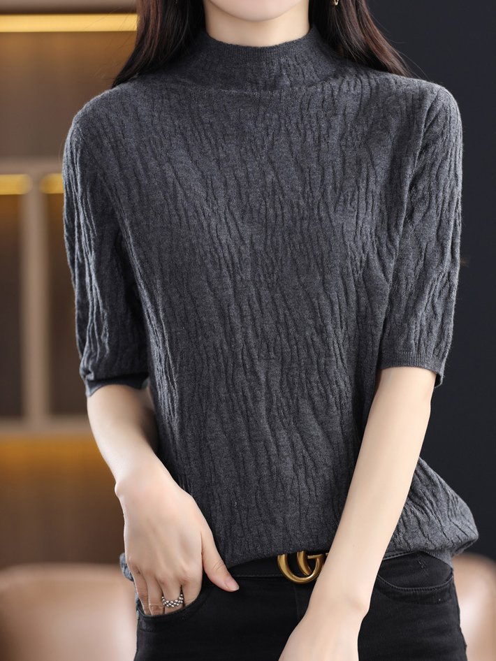 Crew Neck Casual Half Sleeve Sweater