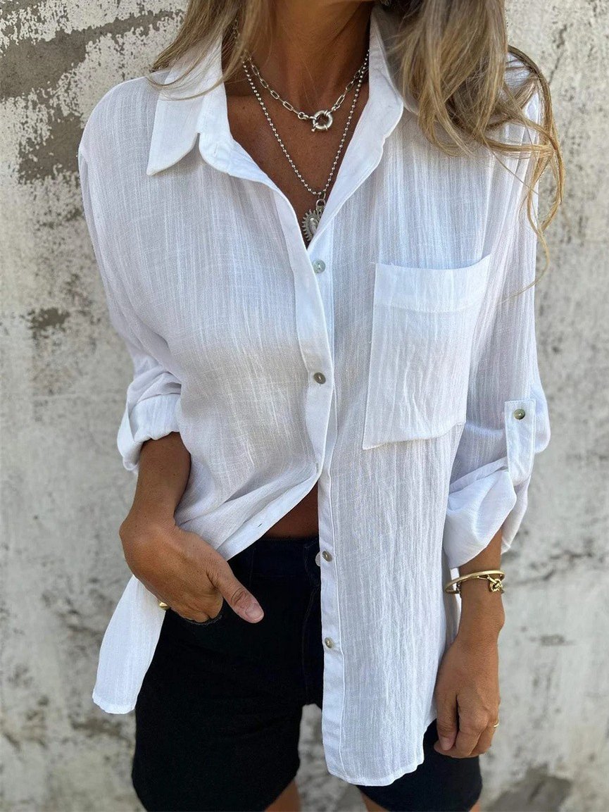 Loose Cotton Casual Shirt Collar Shirt