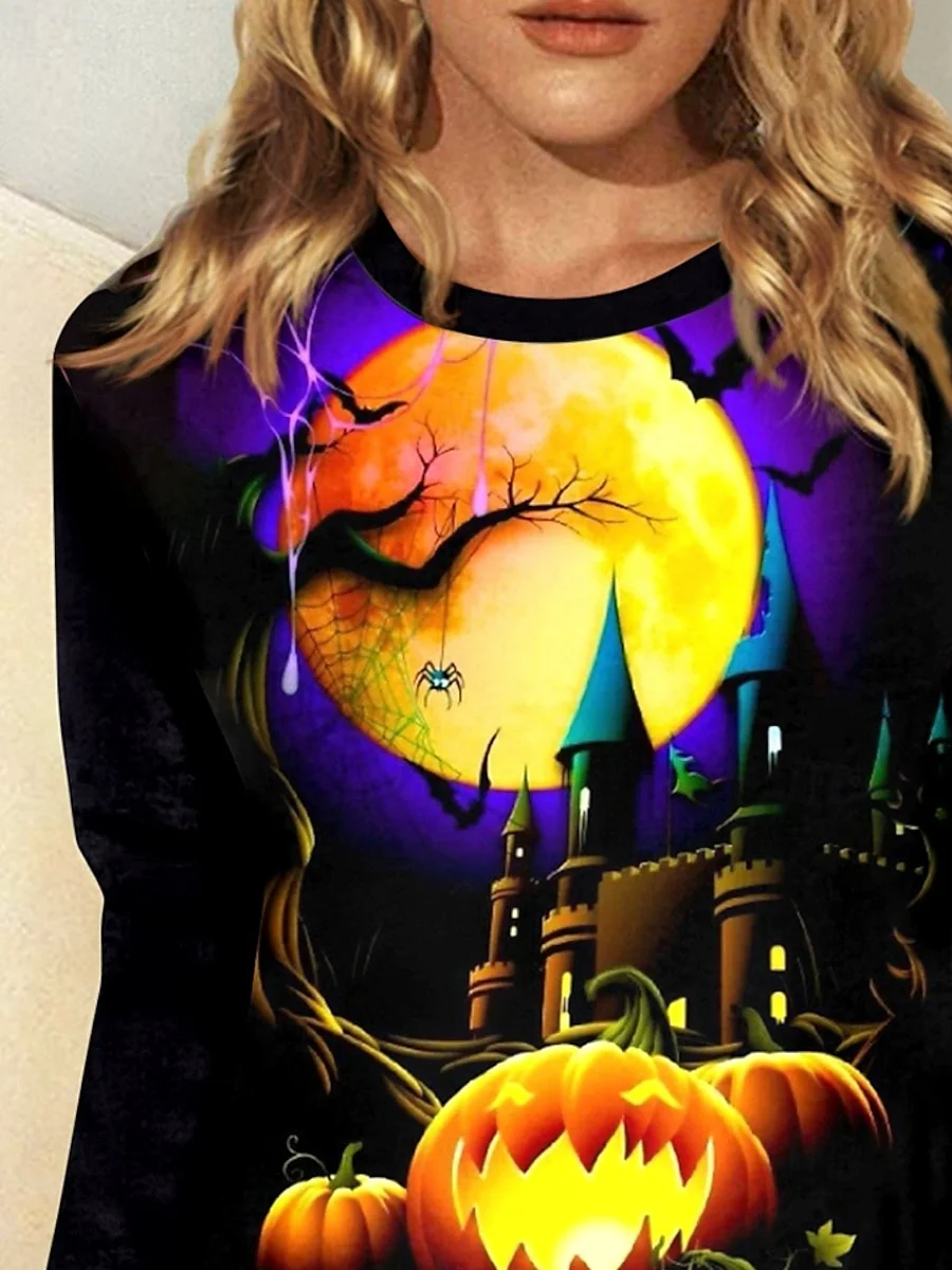 Crew Neck Halloween Jersey Casual T-Shirt