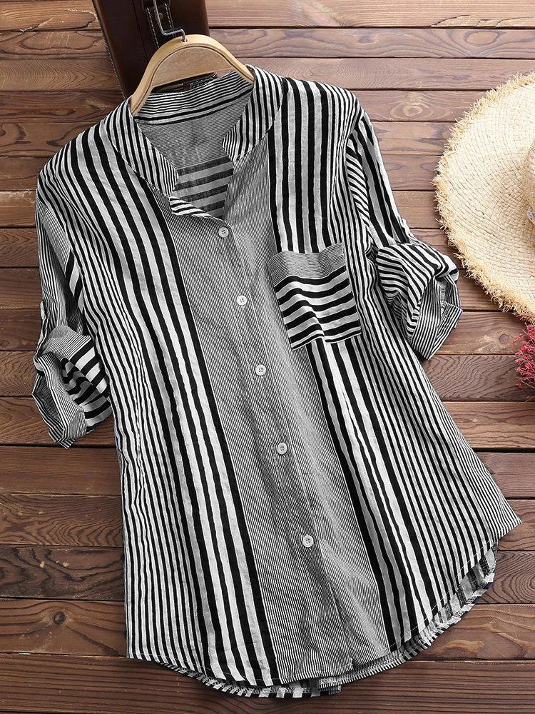 Striped Cotton-Blend Casual Shirt