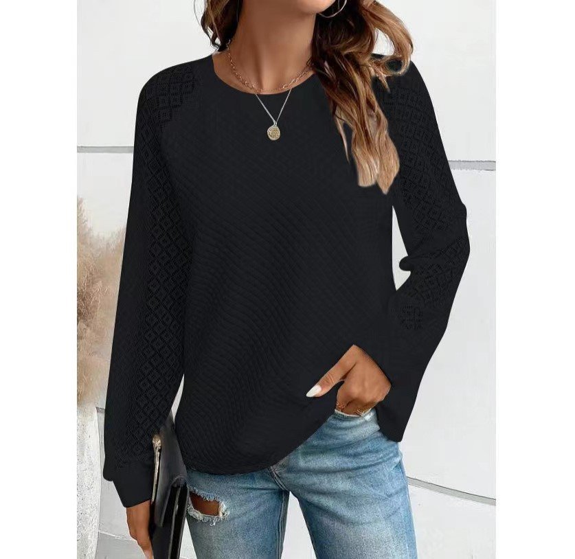 V Neck Casual Lace Sweatshirt