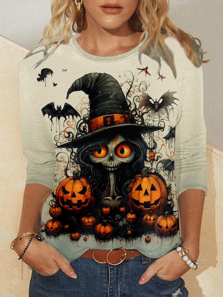 Loose Casual Halloween Crew Neck T-Shirt