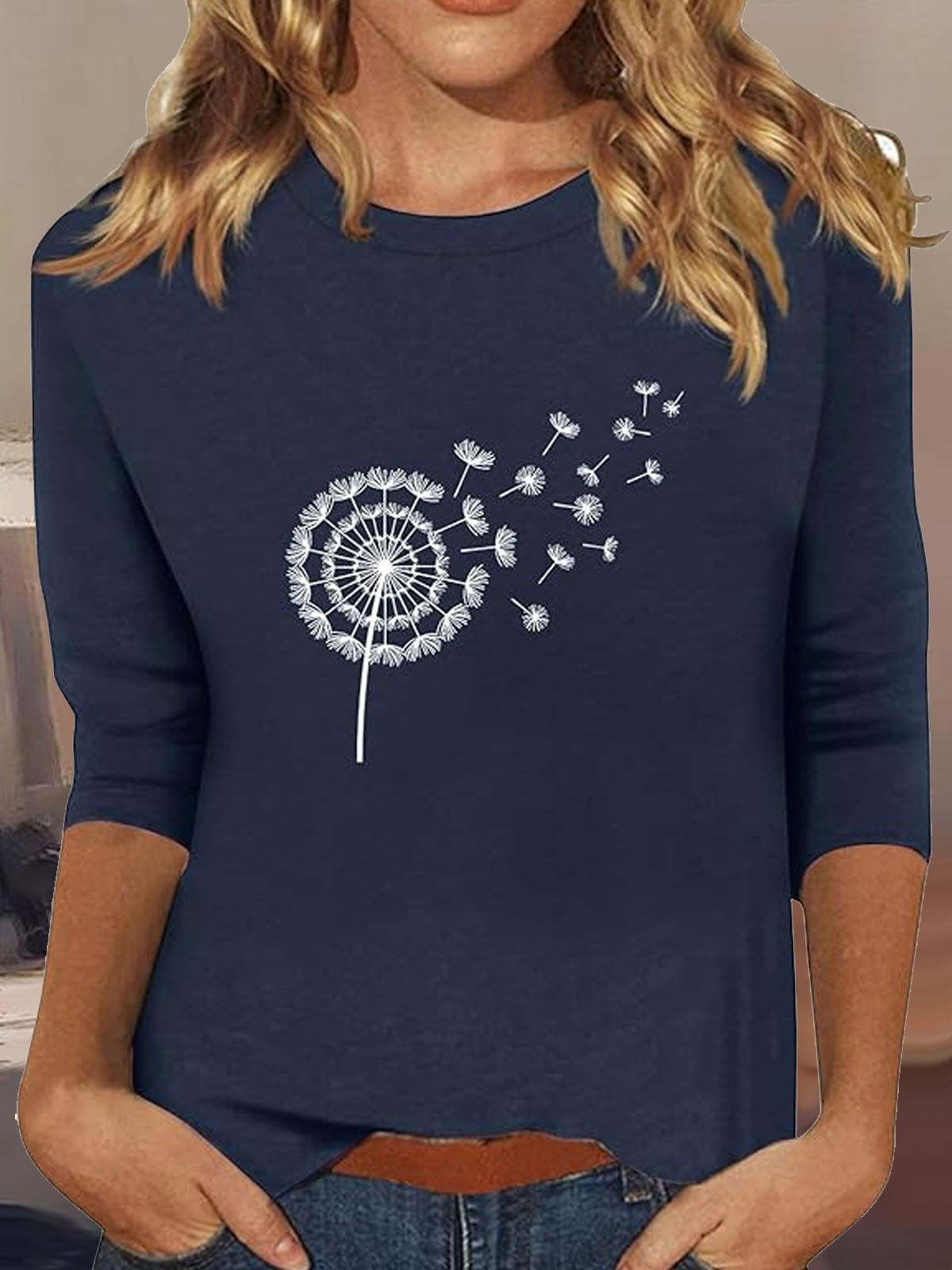 Crew Neck Dandelion Loose Casual T-Shirt