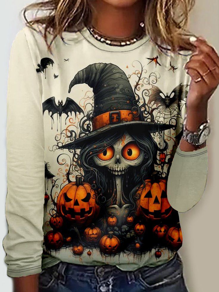 Loose Casual Halloween Crew Neck T-Shirt