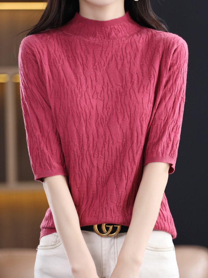 Crew Neck Casual Half Sleeve Sweater