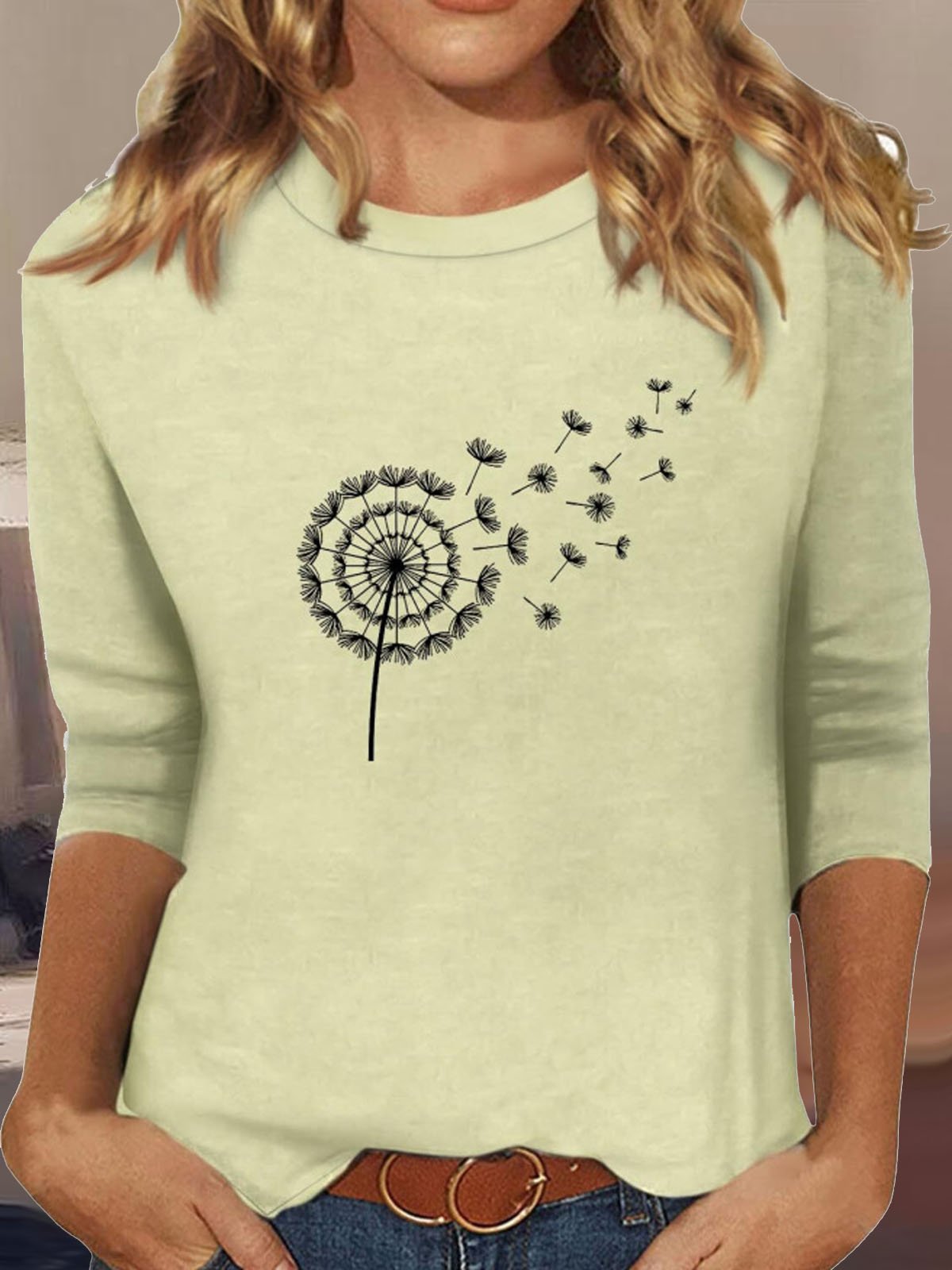 Crew Neck Dandelion Loose Casual T-Shirt