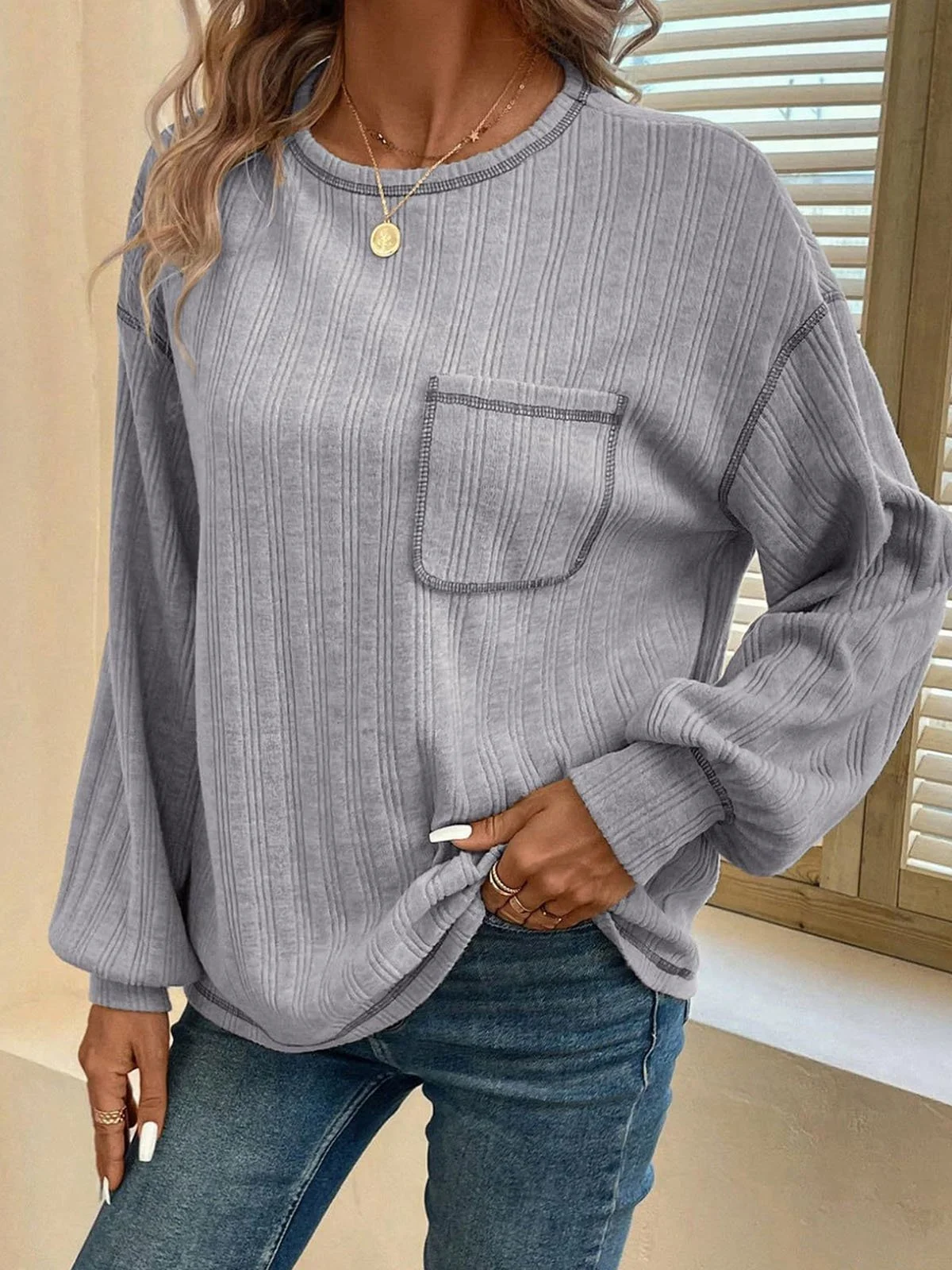 Casual Loose Crew Neck Plain T-Shirt