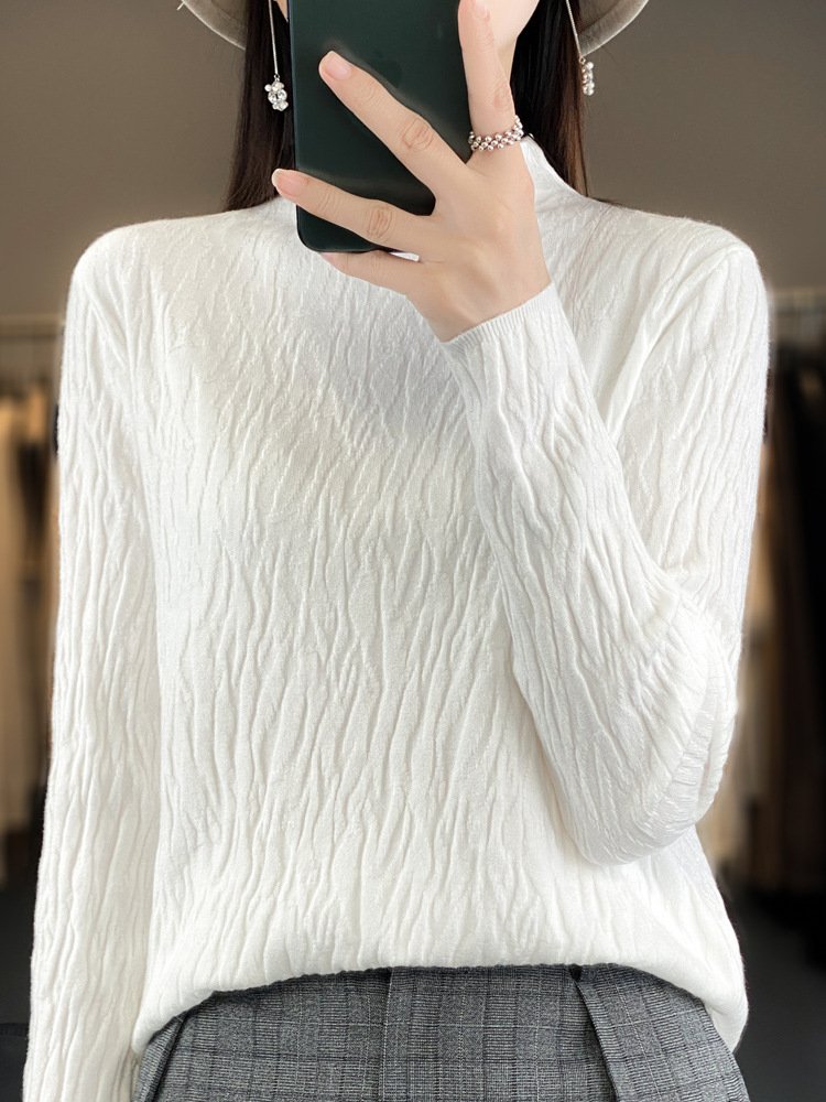 Casual Mock Neck Plain Wool/Knitting Sweater