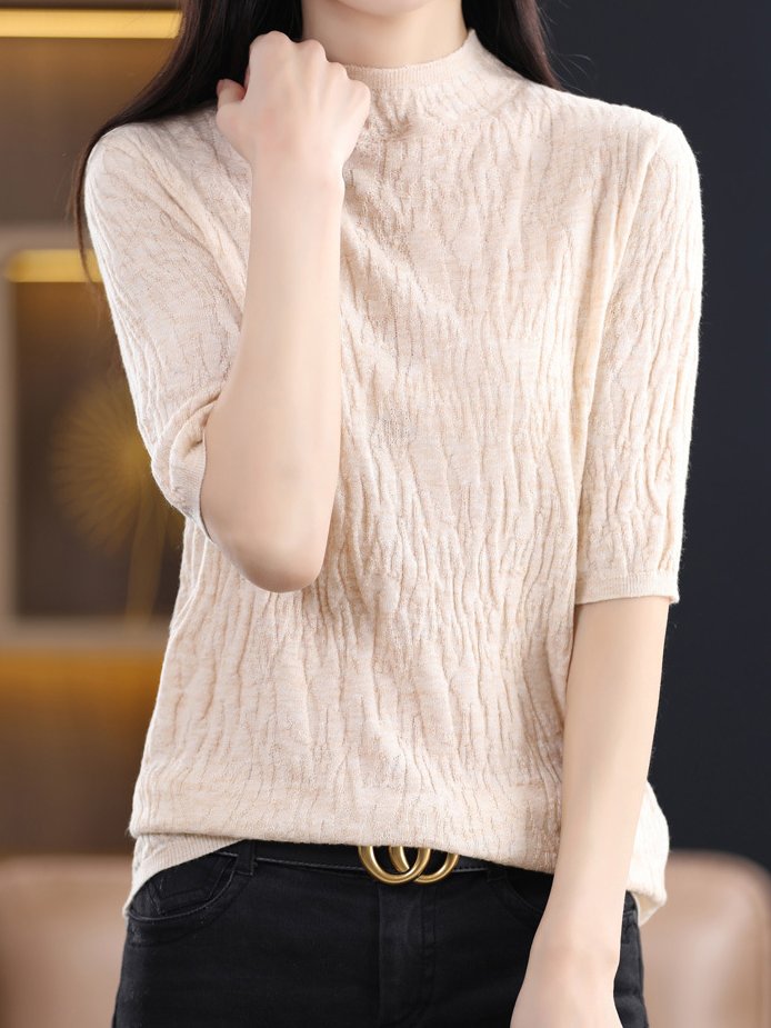 Crew Neck Casual Half Sleeve Sweater