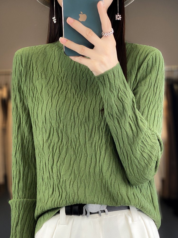 Casual Mock Neck Plain Wool/Knitting Sweater