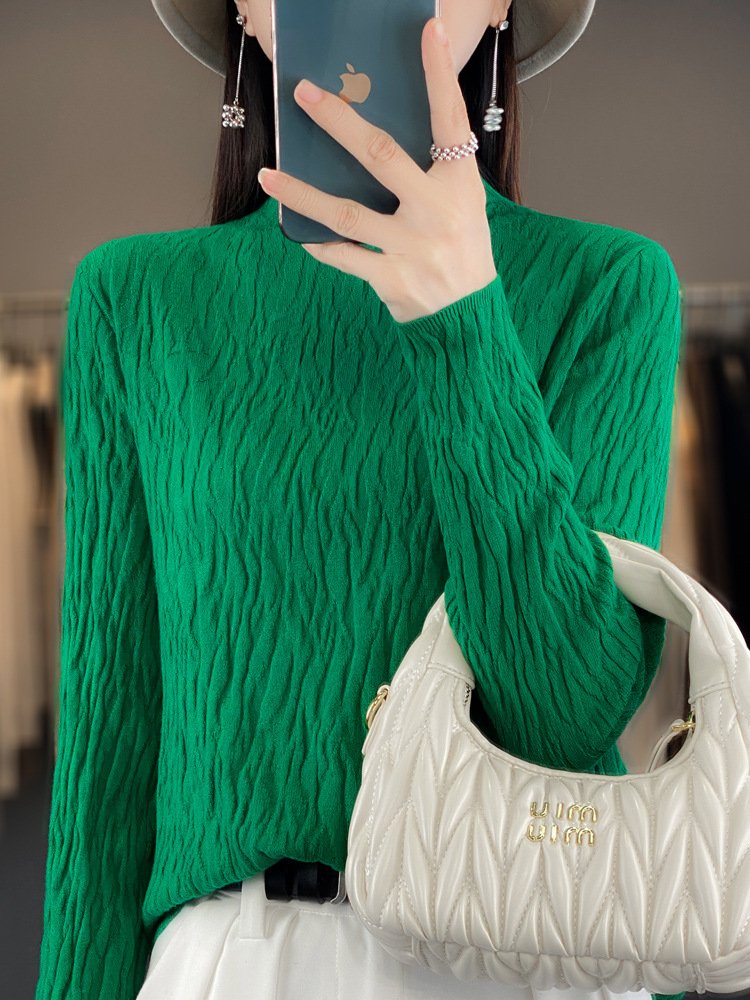 Casual Mock Neck Plain Wool/Knitting Sweater