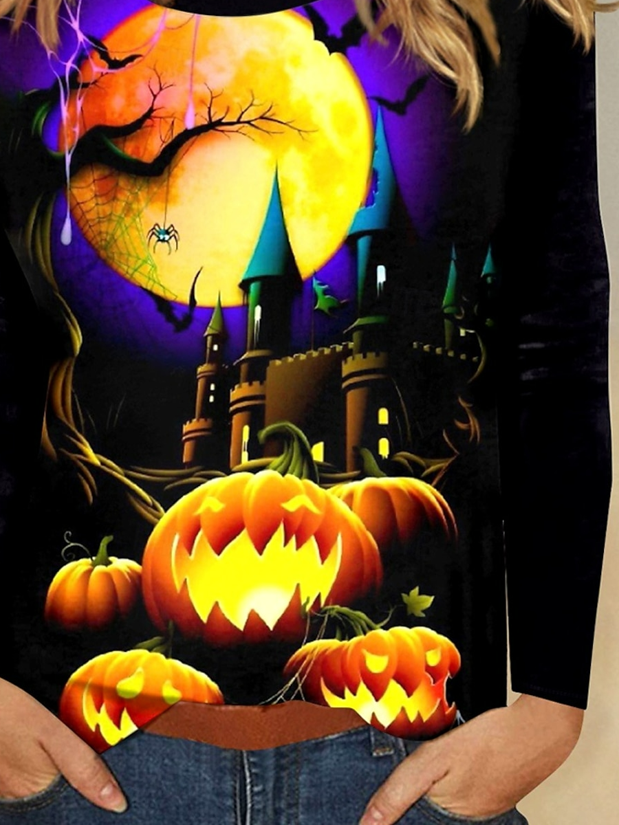 Crew Neck Halloween Jersey Casual T-Shirt