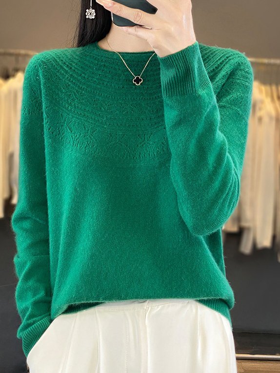 Crew Neck Wool/Knitting Casual Sweater