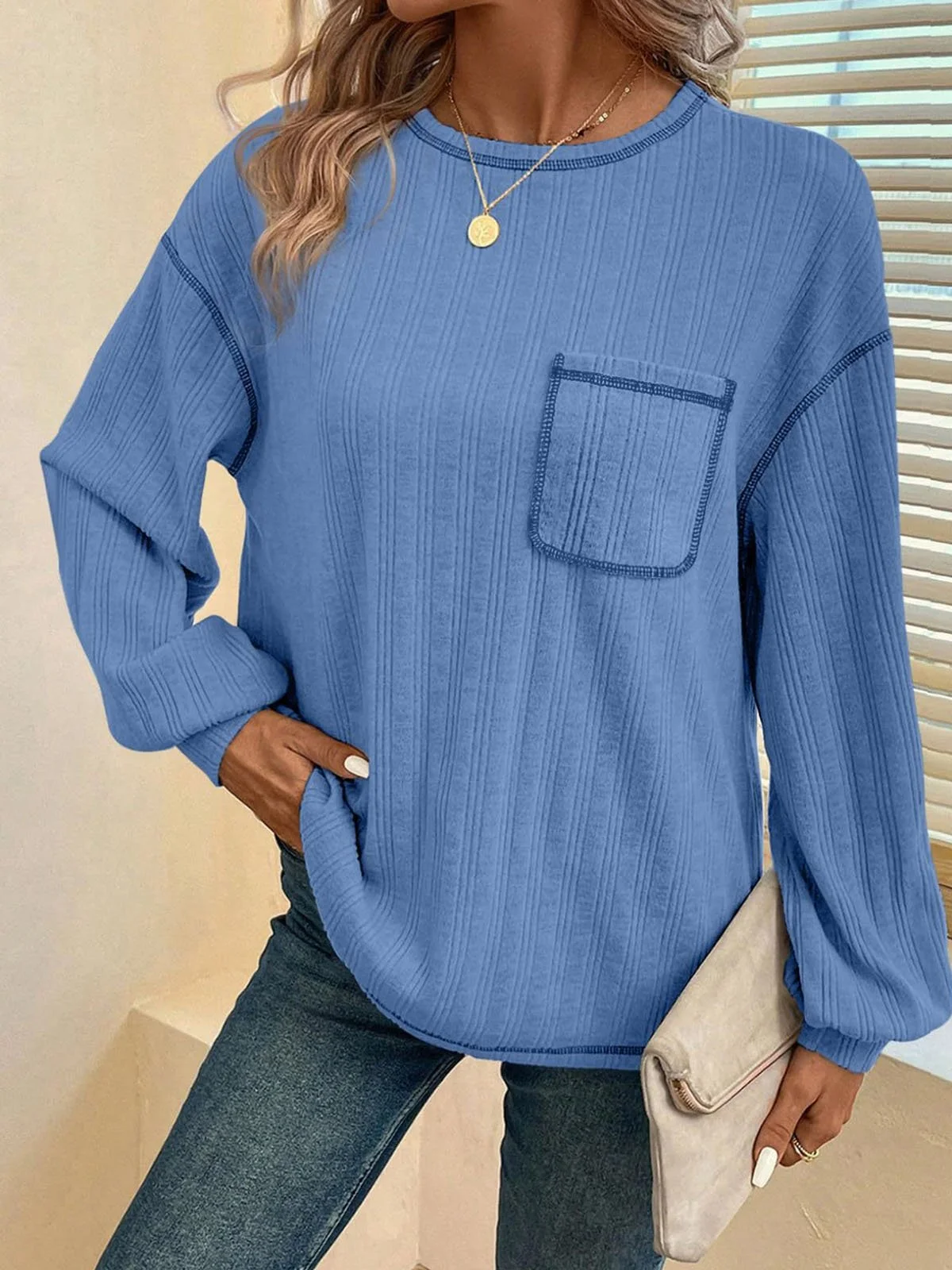 Casual Loose Crew Neck Plain T-Shirt