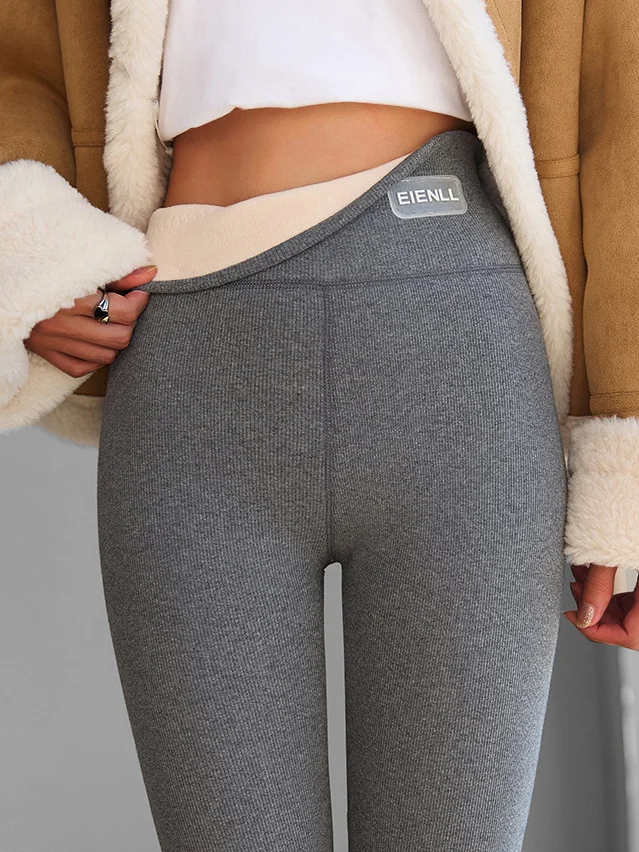 Fleece Casual Plain Leggings