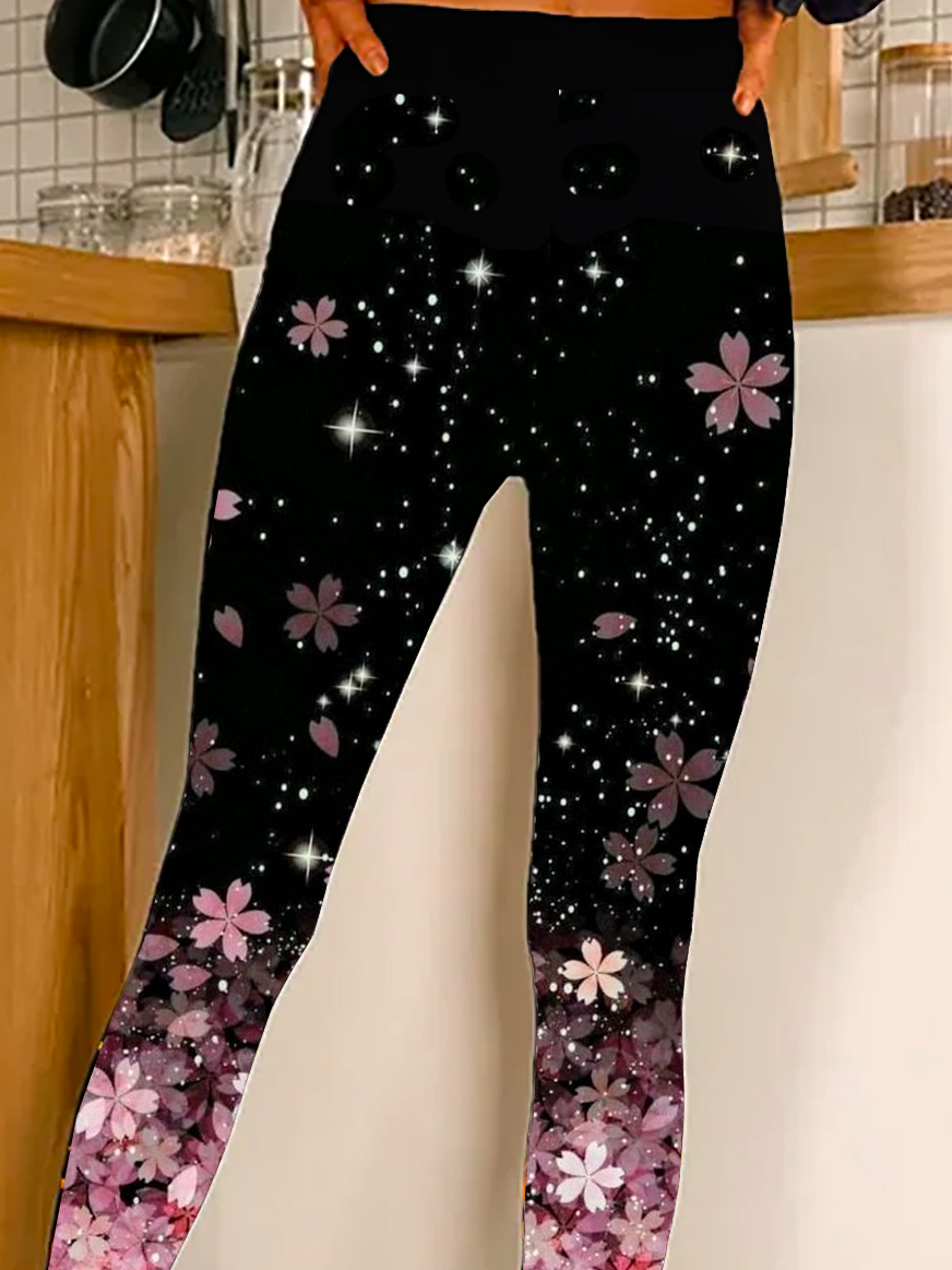 Floral Jersey Tight Casual Leggings