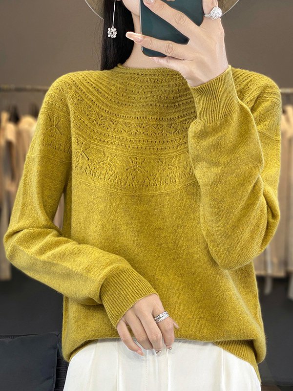 Crew Neck Wool/Knitting Casual Sweater