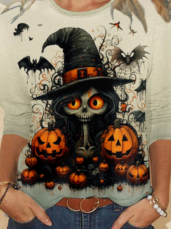 Loose Casual Halloween Crew Neck T-Shirt