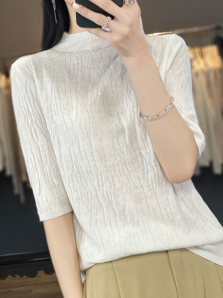 Crew Neck Casual Half Sleeve Sweater