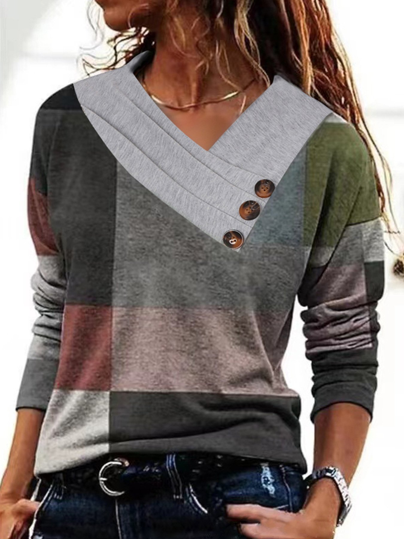 Casual Asymmetrical Buckle Jersey T-Shirt