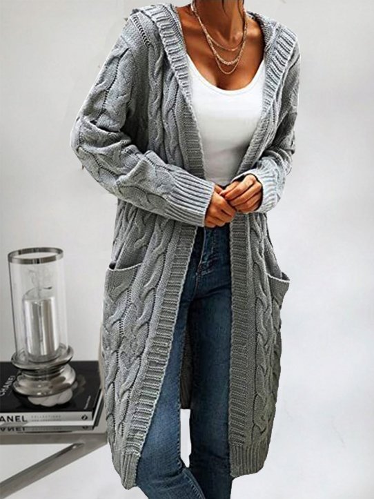 Casual Hoodie Loose Pocket Stitching Cardigan