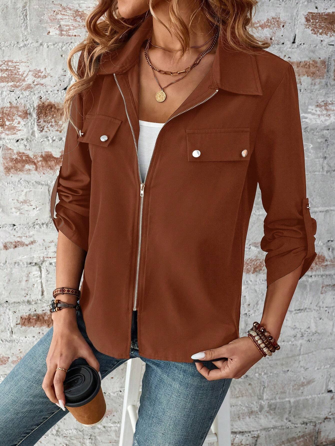 Loose Plain Others Casual Jacket