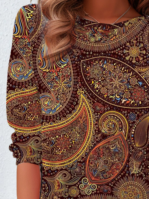 Ethnic Floral Casual T-Shirt