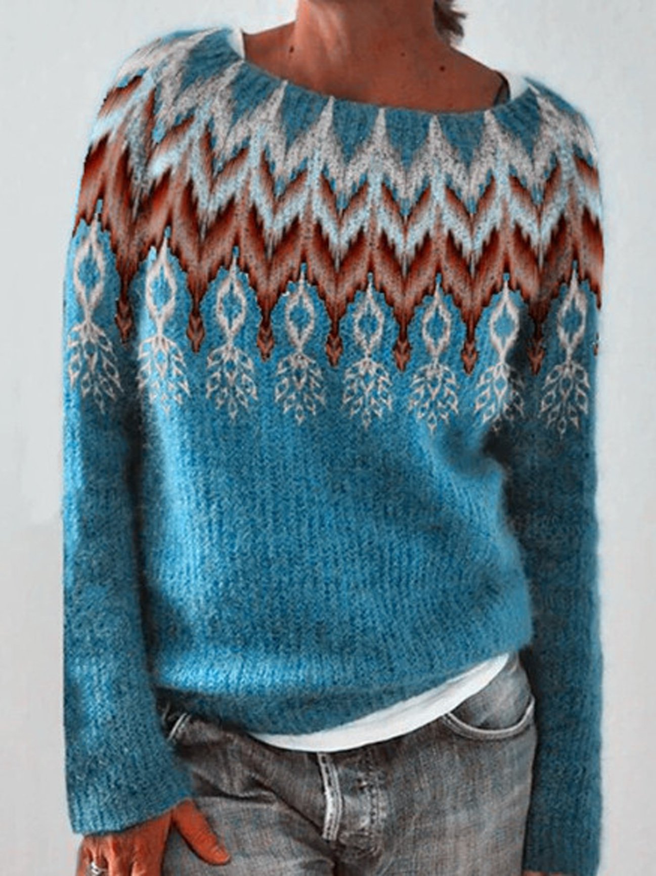 Loose Yarn/Wool Yarn Crew Neck Casual Sweater