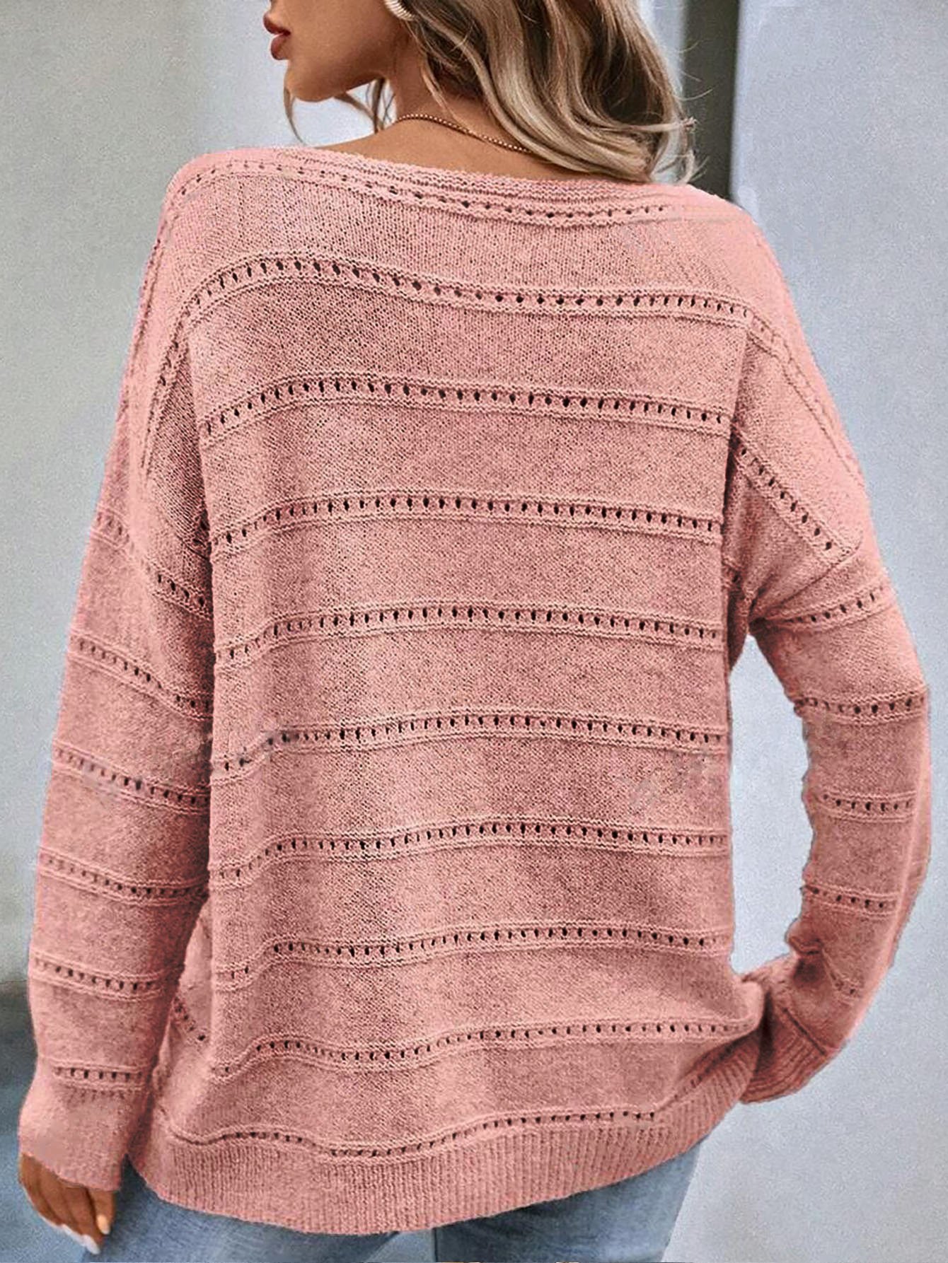 Loose Casual Plain Yarn/Wool Yarn Sweater