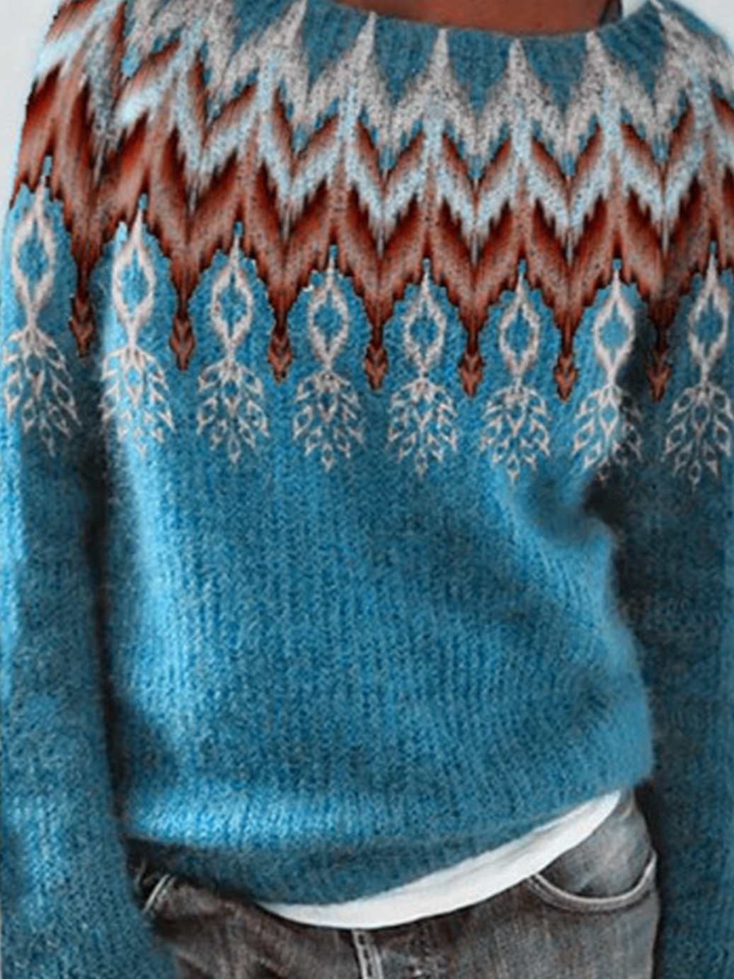 Loose Yarn/Wool Yarn Crew Neck Casual Sweater