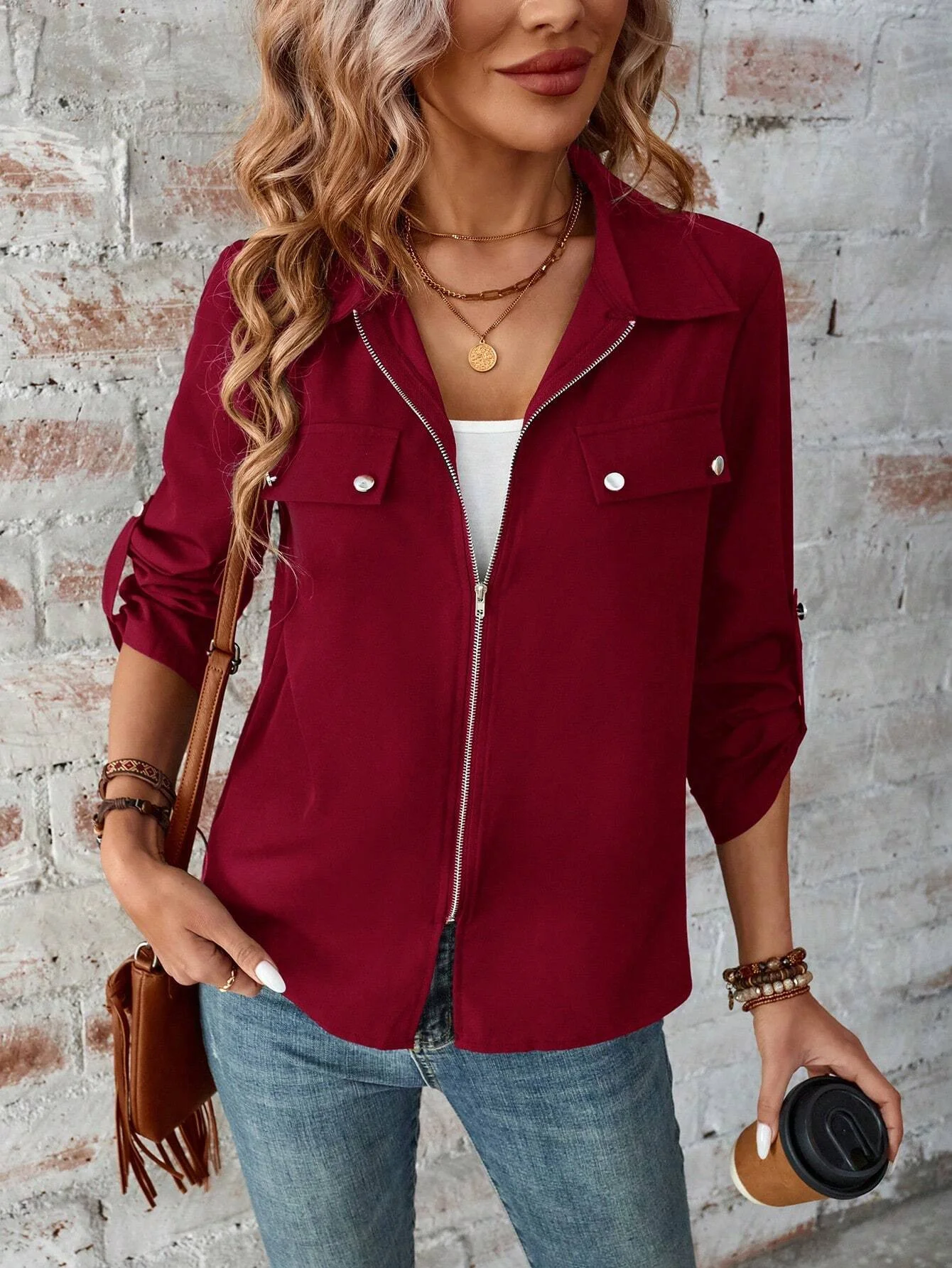 Loose Plain Others Casual Jacket