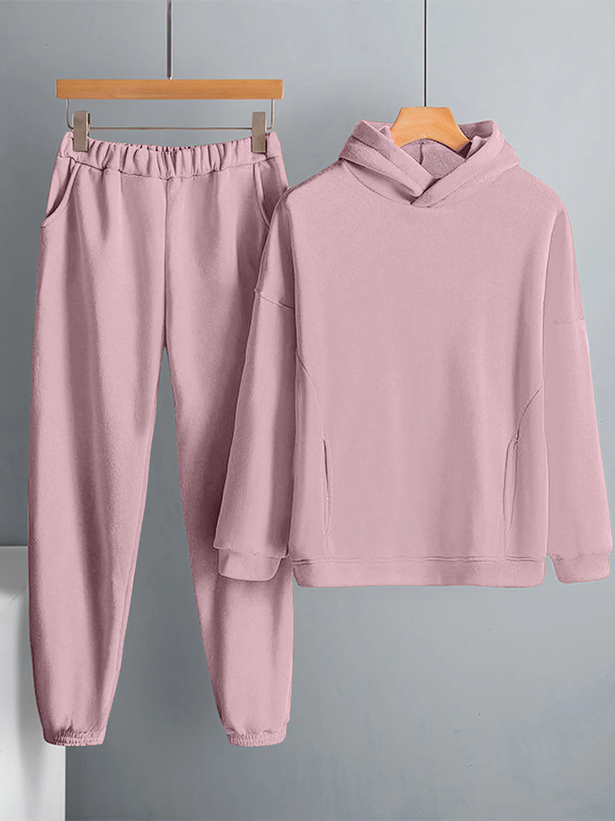 Plain Loose Casual Hoodie Two-Piece Set