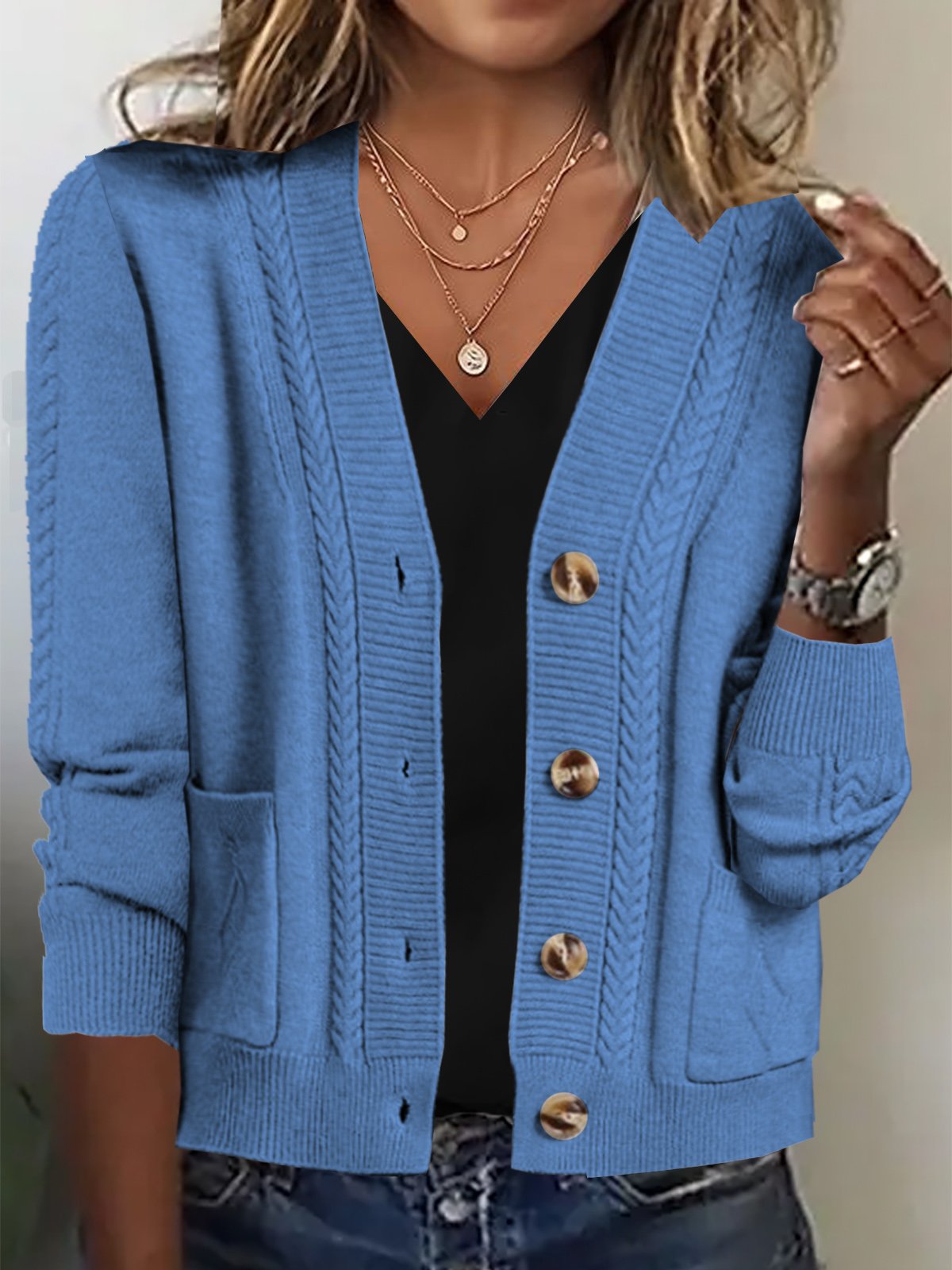 Pocket Stitching Casual Cardigan