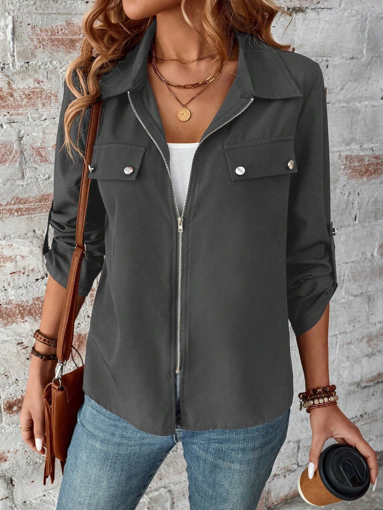 Loose Plain Others Casual Jacket