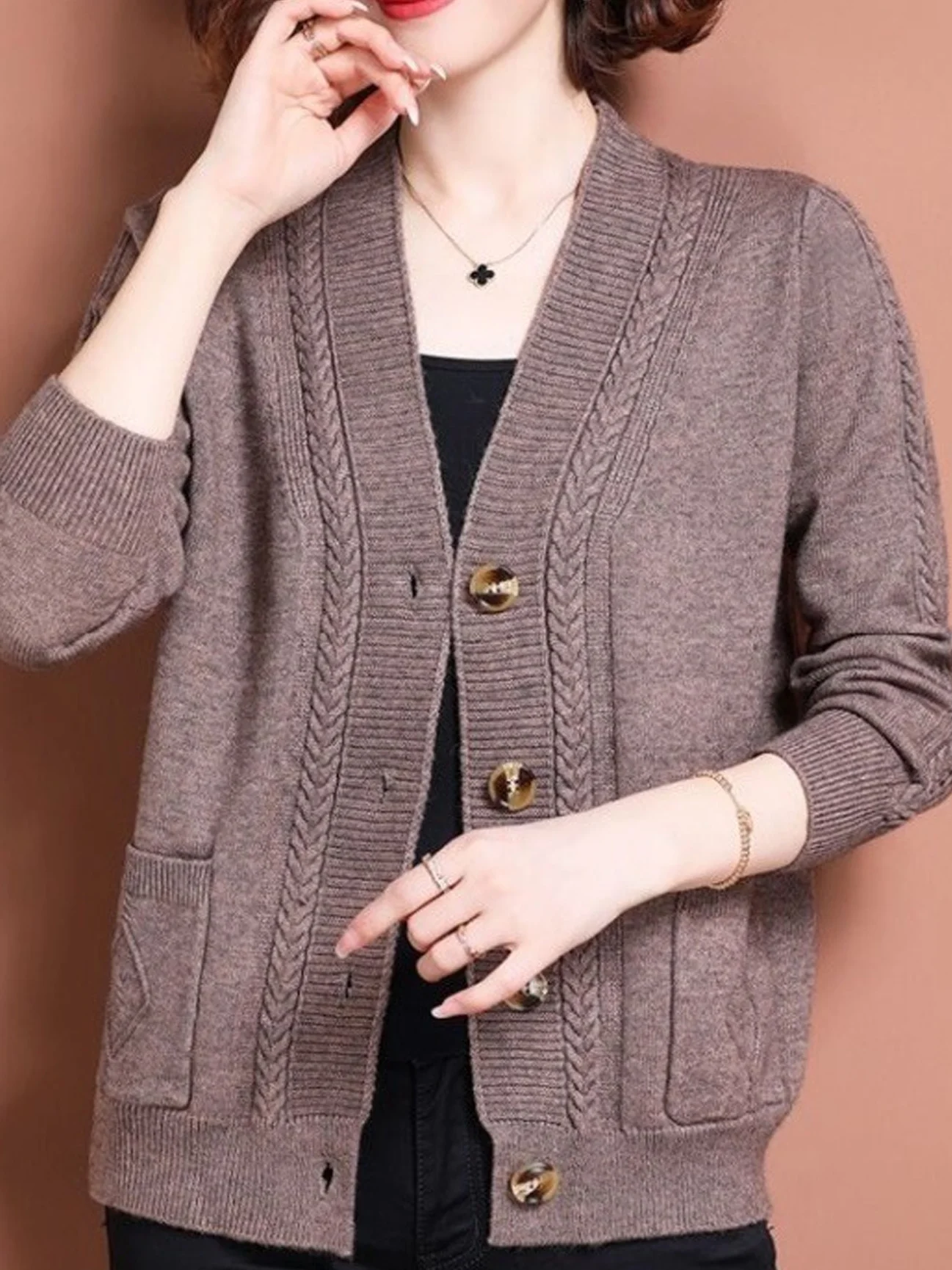 Pocket Stitching Casual Cardigan